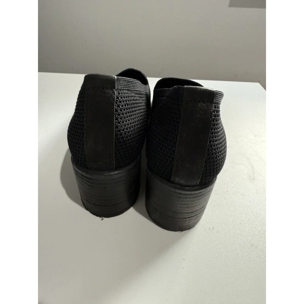 Eileen Fisher Dern Pump Womens 8.5 Black Stretch Knit Block Heel Slip On Comfort